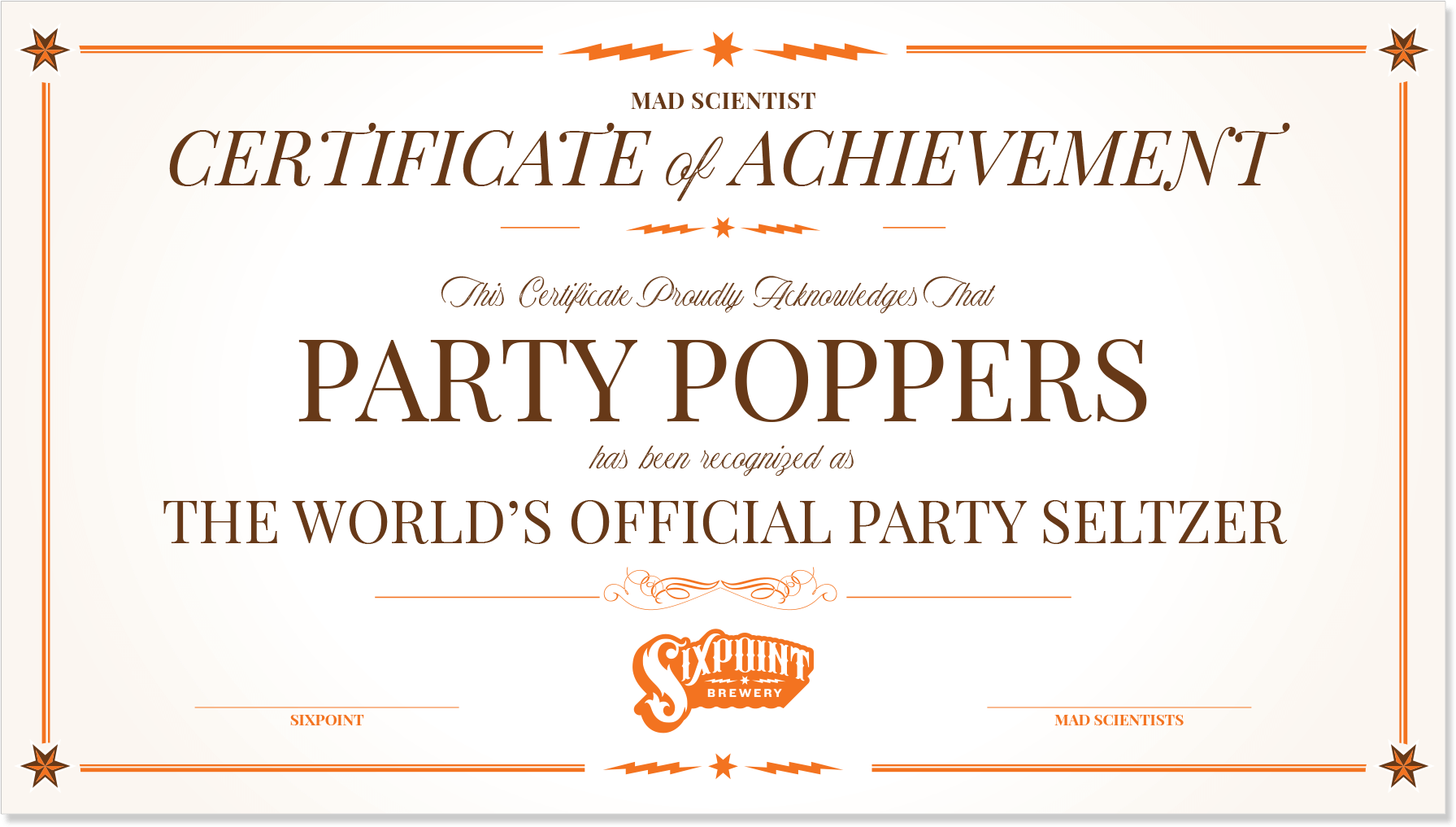 official Party Certificate